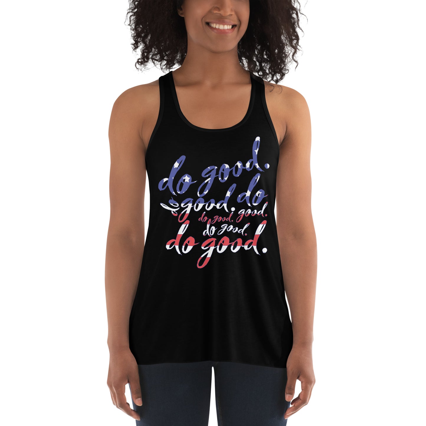 do good. Patriotic Collage | Women's Flowy Racerback Tank - Bella + Canvas