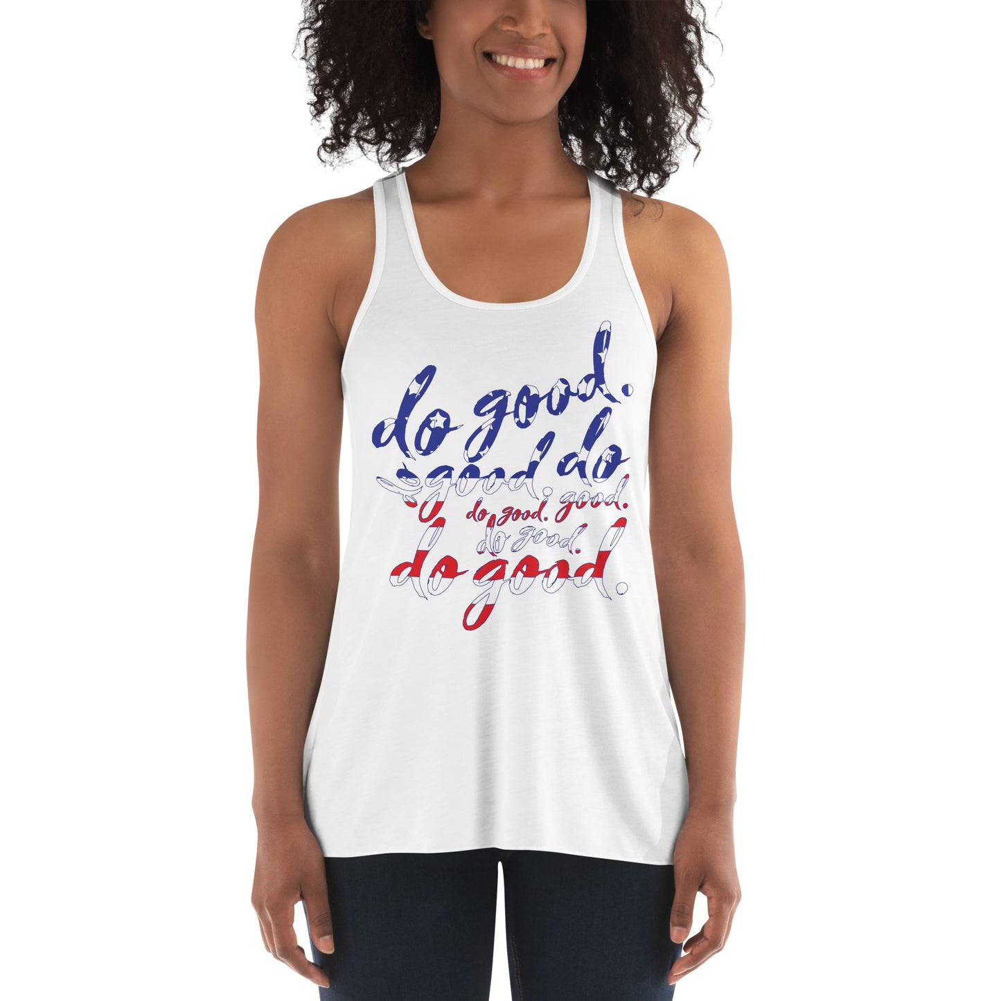 do good. Patriotic Collage | Women's Flowy Racerback Tank - Bella + Canvas