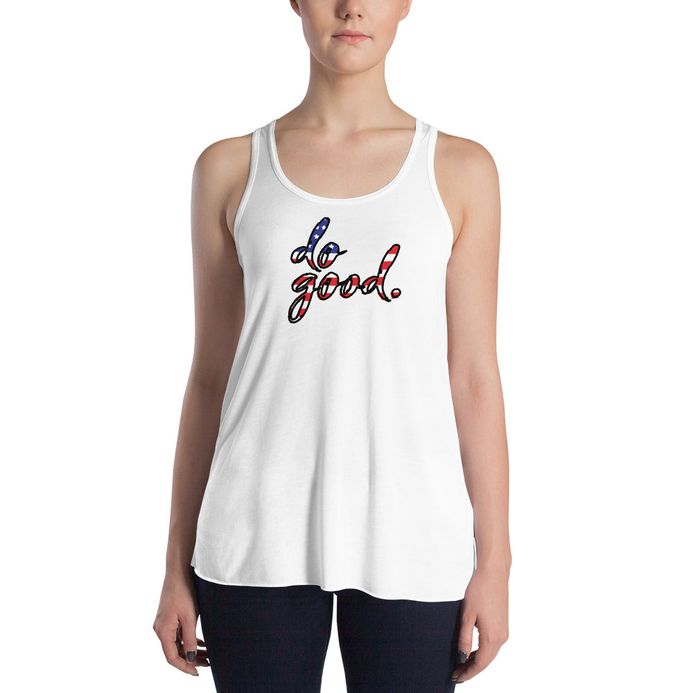 do good. Patriotic Outlined | Women's Flowy Racerback Tank - Bella + Canvas