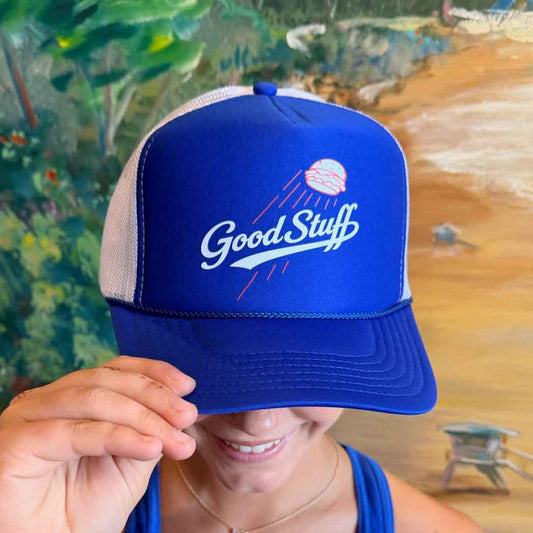 Blue Front Dodger Mesh Back Trucker Hat