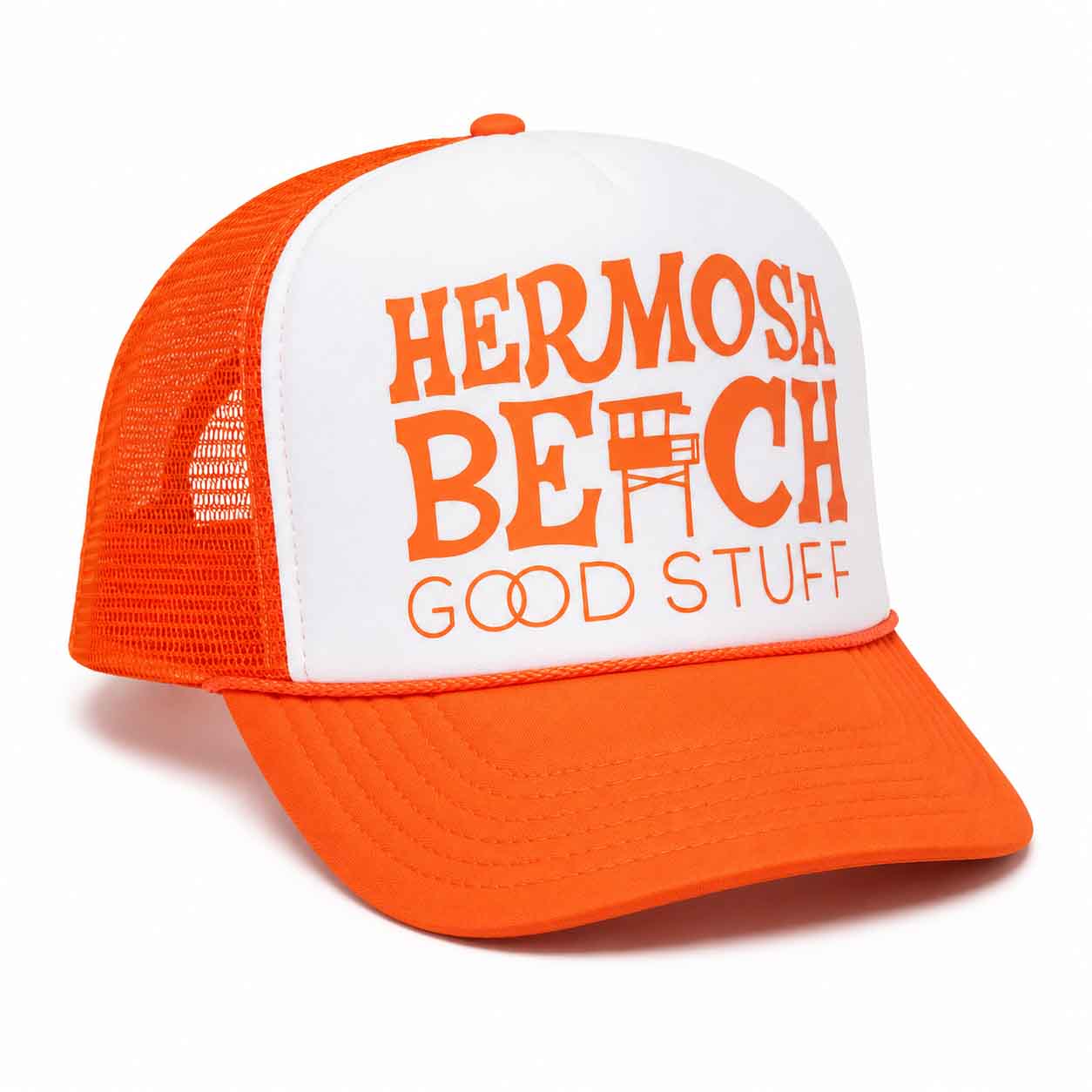 Orange Good Stuff Hermosa Beach Mesh Back Trucker Hat