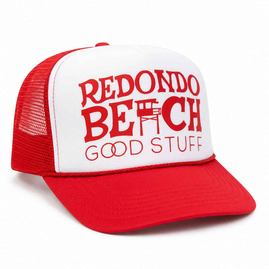 Red Good Stuff Redondo Beach Mesh Back Trucker Hat