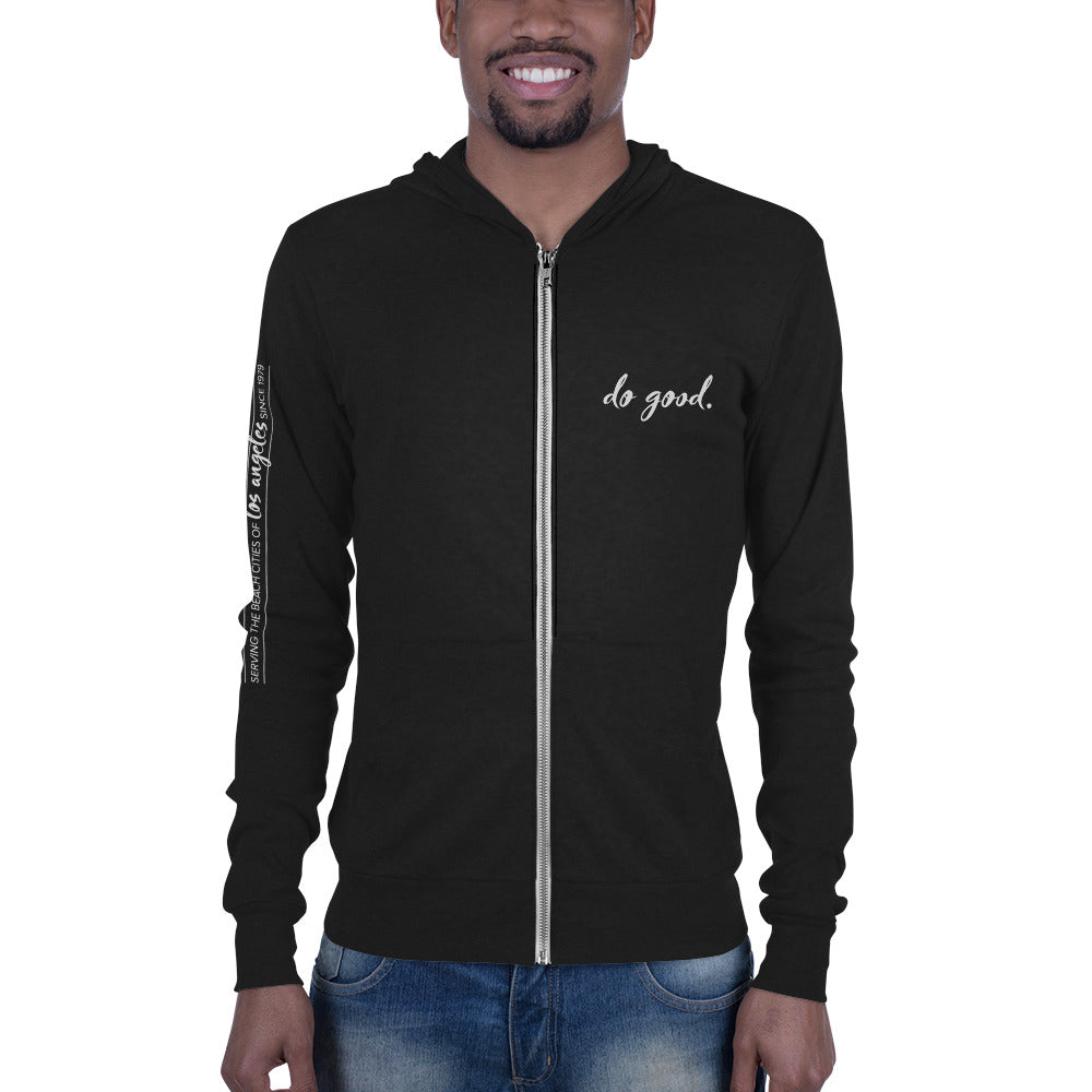 Do Good. Unisex Lightweight Zip Hoodie Bella Canvas Good Stuff Restaurants