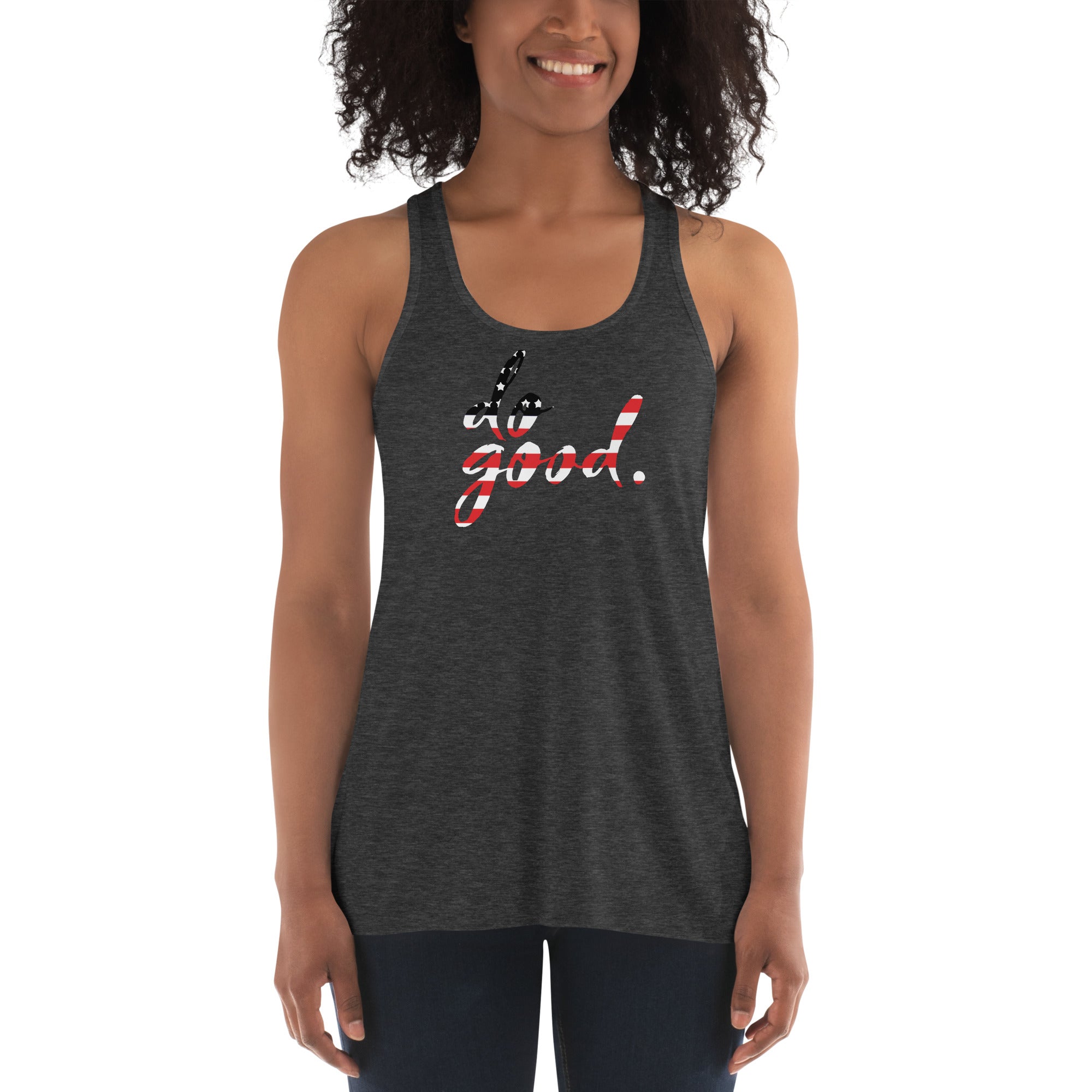 do good. Patriotic Black and Red | Women's Flowy Racerback Tank - Bella + Canvas
